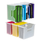 IRIS USA Medium Portable Desktop File Box with Open Lid, 6 Pack, Side Handles, Hanging File Folders, Tabs & Inserts, Letter Size, Magazines, Newspapers, Mail, Books, Notebooks, Clear - style: Clear M - 6 Pack