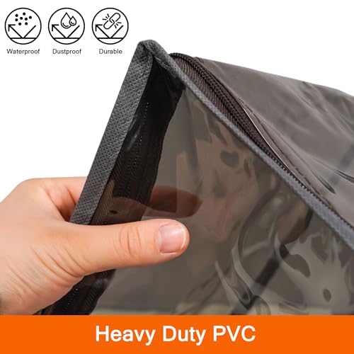 Vieshful Grey 40L Clear Clothes Storage Bag with Zipper 3 Pack Colorful Clothes Organizer Vinyl Storage Bag for Comforter, Blanket, Bedding, Duvet, Transparent Moving Totes - color: Grey-3 Pack, size: 40L