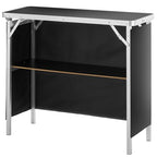 VEVOR Folding Portable Bar Table, Tradeshow Podium Table for Indoor, Outdoor, Party, Picnic, Exhibition, Includes Carrying Case, Storage Shelf and Black Skirt, 38.39" x 15.16" x 34.25" - size: 38.39 INCH