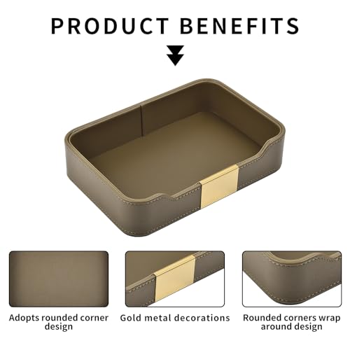 Luxury Leather Valet Tray Desktop Storage Organizer,Bedside Vanity Catchall Tray Nightstand Caddy Holder for Cosmetic,Jewelry,Watch,Keys,Phone,Wallet,Remote Controller,Pen,Olive Green - color: Olive Green