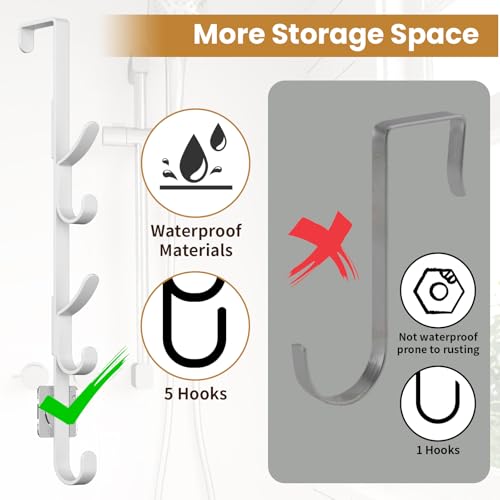 Over The Door Hooks, Metal Door Hooks for Hanging, Over The Door Purse Organizer for Coat Hanger, Back of Shower Door for Hanging Towel Rack Clothes, Hat, Bathroom, Closet (White-4Packs) - color: White, size: 4 Pack