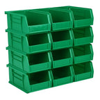 Hudson Exchange 7-1/2" x 4" x 3" (12 Pack) Plastic Stackable Storage Bin and Hanging Container, Green - color: Green, size: 12 Pack