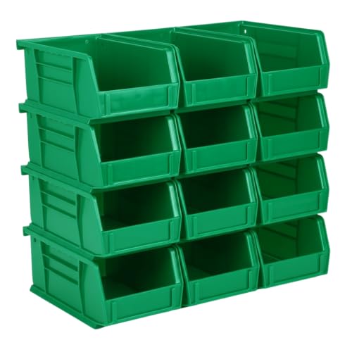Hudson Exchange 7-1/2" x 4" x 3" (12 Pack) Plastic Stackable Storage Bin and Hanging Container, Green - color: Green, size: 12 Pack