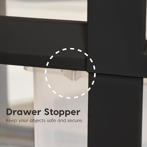 IRIS USA Plastic Drawer Storage Organizer Rolling Cart, with Wheels Casters, 4-Drawers, for Classroom Art Craft Supplies Dresser Closet Bathroom Laundry Room, Black/Pearl - color: Black, size: 4 Drawer with Wheels