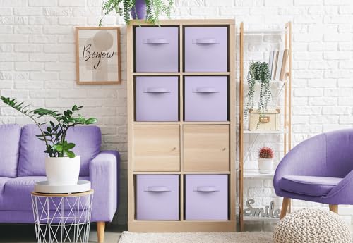 Sorbus Fabric Storage Cubes - 6 Foldable Storage Bins for Organizing Pantry, Cubbies, Toy Box - Clothes Storage & Closet Organizer - 13 Inch Collapsible Cube Baskets for Shelves with Handle - color: Pastel Purple, size: 13 Inch