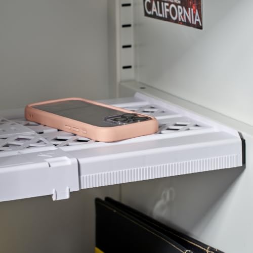 LockerMate Adjust-A-Shelf Locker Shelf for School Organization, Adjustable 12-15", Holds Up to 10 lbs, White - color: White, size: 10.3 inches x 1.63 inches x 11.88 inches
