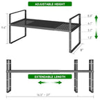 Expandable Kitchen Cabinet Shelf Organizer Rack Heavy Duty Metal Spice Rack Stackable Kitchen Counter Storage Shelf for Kitchen Cabinet Pantry Bathroom (Black - 16.5"-27" L x 8" W x 9.6" H - 2Pack) - color: Black - 16.5"-27" L x 8" W x 9.6" H - 2Pack