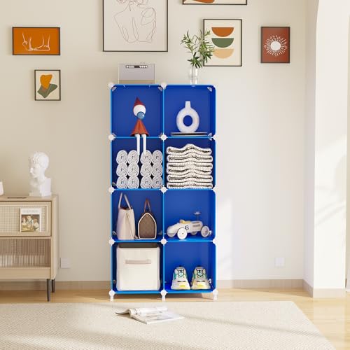 AWTATOS Cube Storage Organizer, 8 Cube Closet Organizers and Storage Shelves, DIY Stackable Bookshelf for Bedroom, Home, Admiral Blue - color: Dark Blue, size: 4x2