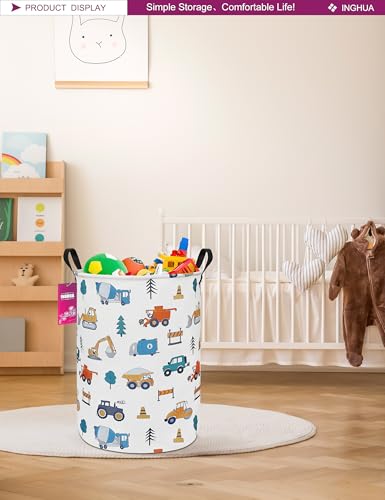 Laundry Hamper Large Canvas Fabric Lightweight Storage Basket/Toy Organizer/Dirty Clothes Collapsible Waterproof for College Dorms, Boys and Girls Bedroom,Bathroom(Vehicles) - color: Vehicles