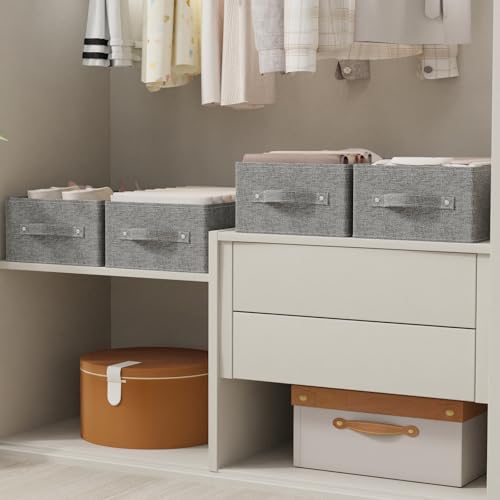 Collapsible Storage Boxes, Fabric Organizer Baskets, Cube Bins for Organizing Home, Office and Closet, Grey, 2 Pack, 13.0x9.0 x5.5in - color: Grey, size: 13.0x9.0x5.5 in(2 Pack)