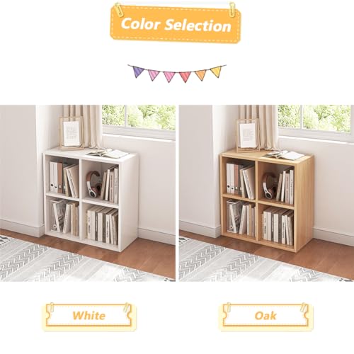 NELYE 4 Cube Organizer Bookcase - Fabric Storage Bins Container, Open Shelf Simple Compartments Bookshelf, White - color: White, size: 4-Cube
