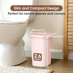 CEROELDA 3 Pack Bathroom Trash Can with Lid, 10L/2.6 Gal Small Garbage Can with Press Top Lid, Slim Plastic Waste Basket for Toilet, Office, Bedroom (Pink) - color: 3 Pack-Pink