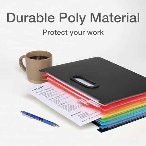 Pendaflex 7-Pocket Expanding File, with Customizable Colored Tabs, Black File Organizer, Portable Expanding File, Accordion File Organizer (52401) - style: Expanding File