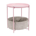 Amazon Basics Round End Table with Storage Bin, Easy Assembly, Bedroom Accent Table, 17.7"D x 17.7"W x 18.9"H, Dusty Pink | Side Table, with Cloth Basket, Storage - color: Dusty Pink