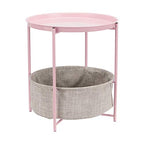 Amazon Basics Round End Table with Storage Bin, Easy Assembly, Bedroom Accent Table, 17.7"D x 17.7"W x 18.9"H, Dusty Pink | Side Table, with Cloth Basket, Storage - color: Dusty Pink