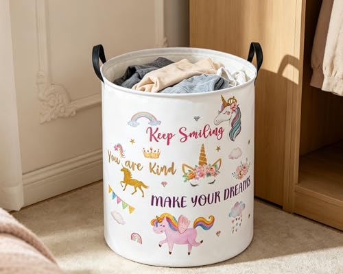 Essme Kids Laundry Basket,Unicorn Hamper Collapsible Waterproof Storage Bin for Girls,Gift Baskets(Color Unicorn) - color: Color Unicorn