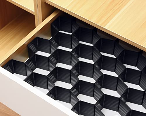 Honeycomb drawer organizer and divider, underwear, socks, tie sorter, office supplies and sundry sorting 32 pieces (Black) - color: Black-4PCS