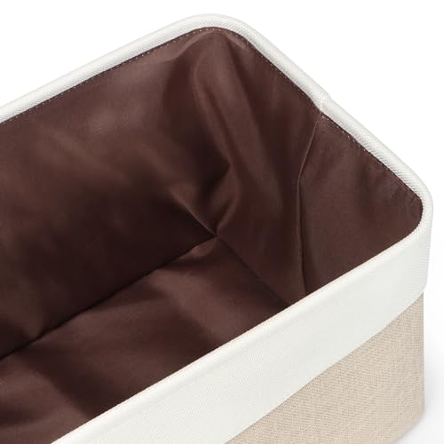 Kntiwiwo Foldable Storage Bin Collapsible Fabric Storage Basket Cube with Durable Handles Closet Organizer Bins for Organizing Shelves Drawers, Set of 3, 15" x 10" x 9.5", Beige - color: Beige, size: 15" x 10" x 9.5"