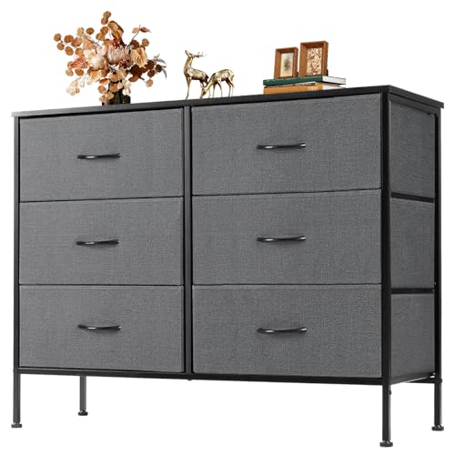 OLIXIS 6 Drawers Storage Organizers Units, Closet Organizers and Storage for Clothes, Fabric Storage Drawer TV Stand for Living Room, Chest of Dresser in 31.5" D x 11.8" W x 31.5" H, Grey - color: Grey, size: 31.5"D x 11.8"W x 31.5"H (6 Drawers)