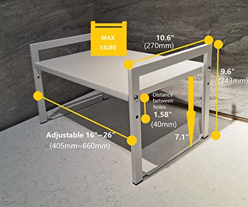 Expandable Cabinet Shelf Organizer 16-26" L Stackable Kitchen Counter Shelf Rack Stand Sink Riser Countertop Storage White (Wide 10.6”D) - color: White, size: 10.6"D (wide) - 1 Pack