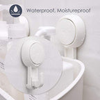 TAILI Strong Vacuum Suction Cup Bath Corner Shower Caddy Storage Basket + 4 Extra Hooks, No Drill Bathroom Shelves for Kitchen Bedroom Organizer Set, White in Plastic - style: 6 pack