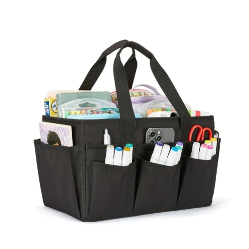 Craft Tote Bag, Art Organizer,Cleaning Supply Caddy, Carrying Bag with Handle for Multi-Purpose, Organizer Caddy for Pets (Black) - color: Black