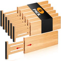 Fabsome Dresser Drawer Organizers 6 Pack, 4.65'' High Adjustable from 12.5-17‘’ Bamboo Drawer Dividers for Clothing Baby Clothes, Wooden Separators for Dresser Nursery Organization with Soft Foam Ends - size: For 12.5-17in deep drawers inner size