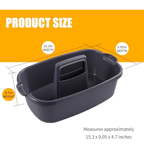 2-Pack Large Gray Cleaning Caddy for Cleaning Supplies with Handle - Portable Plastic Tote Organizer for Shower, Bathroom, Kitchen, Under Sink Storage - color: Gray