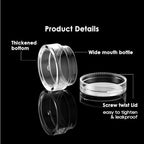 50 Pack 5 Gram 0.17OZ Clear Plastic Containers with Transparent Lids, Small Round Cosmetic Jars Makeup Travel Containers Jar for Cream, Bead, Eye Shadow, Samples, Lotions, Powders, Lip Gloss - color: Clear Lid, size: 0.17 Ounce