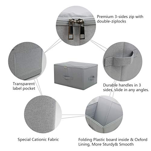 iwill CREATE PRO 17.6"x 13.6"x 9.7",Dust-proof Closet Clothes Storage Boxes with Zip Lid, Breathable Fabric & Collapsible Design Organizer Bins for Clothing Toy Dolls Shoes Blankets, Light Gray, 2pcs - color: Light Gray
