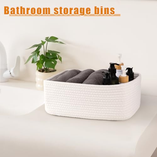 OIAHOMY 4 Pack Storage Baskets for Organizing, Small Bins for Shelves, Cute Decorative Storage Bins, Organizer Baskets for Gifts Empty, 13.8''Lx9.8''Wx5.5''H, White - color: White, size: 13.8"*9.8"*5.5"