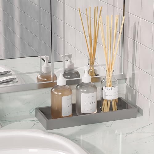 ZHWS Bathroom Vanity Tray for Toilet Tank, Perfume, Jewelry, Candle, Makeup, Decorative Tray, Kitchen Tray Counter Organizer for Soap Dispenser, Coffee Table Silver 11.3”L x 4.4”W x 1.14”H - color: Silver, size: 11.3" x 4.4" x 1.1"