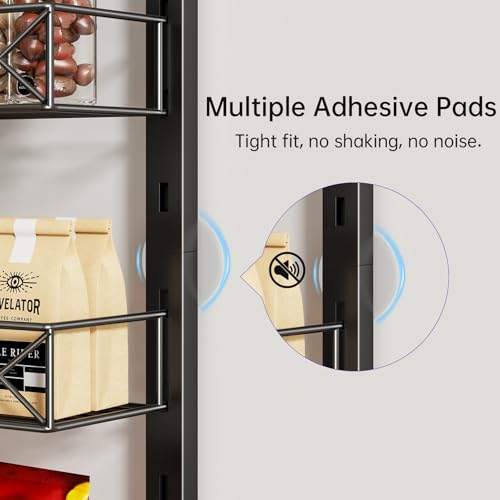 MIAOLI Over the Door Organizer, Black 8-Tier Pantry Door Organizer with Adjustable Basket, Hanging Spice Rack Cabinet Door Shelves, Laundry Room Organization and Storage - color: Black, size: 8-Tier