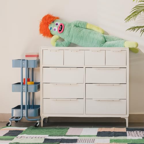 tinge Naima Premium Fabric Dresser - Strong Metal Frame, 10 Spacious Sag-Proof Drawers with Sleek Metal Handles - Premium & Durable Storage Solution for Your Home (Beige) - color: Creme Drop (Beige), size: 14"D x 39.2"W x 35.8"H (10 Drawers)