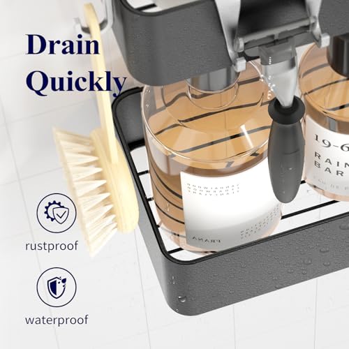 Kitsure Shower Caddy - 2 Pack Adhesive Shower Organizer, Rustproof Metal Shelves, No-Drill Bathroom Organizers and Storage, Grey, Large - color: Dark Grey, size: Large
