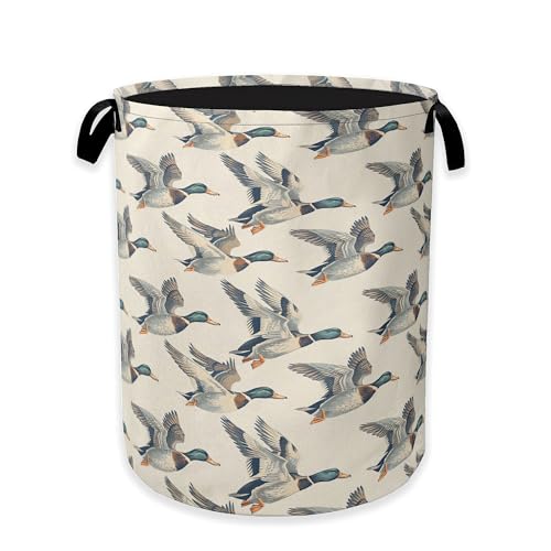 Vintage Mallard Duck Laundry Basket,Rustic Farmhouse Clothes Hamper,Oxford Cloth Collapsible Nursery Hamper Storage Organization for Bedroom,Bathroom,Office,College Dorms,16x20 Inch - color: Vintage Mallard Duck