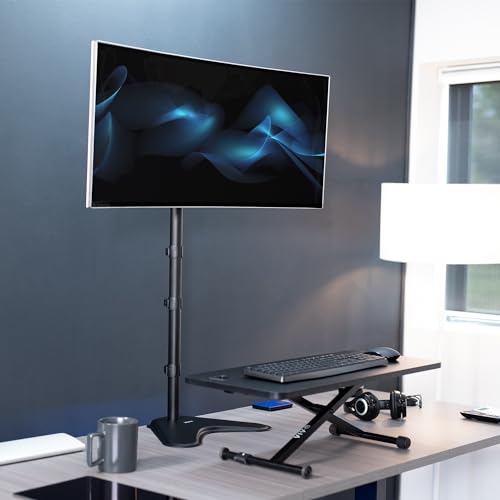 VIVO Extra Tall Single LCD Computer Monitor Free-Standing Adjustable Desk Stand for 1 Screen up to 27 inch, STAND-V011H - color: Black, size: 38" Tall