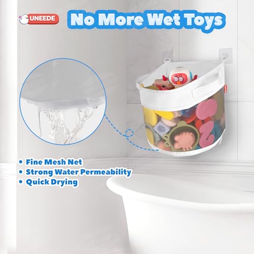 UNEEDE Bath Toy Organizer,4.15 Gallons Bathtub Toy Storage Organizer,Quick Access Bath Toy Holder For Bathtub,Baby Organizer And Storage,Quick Dry Baby Bath Toy Storage For Tub,Mesh Shower Caddy(Gray) - style: Gray