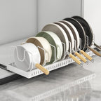 pots and pans organizer under cabinet,pot lid organizers inside cabinet holders for kitchen,Horizontal and vertical pulling modes,Can be extended and adjusted (White horizontal pull-out) - size: White horizontal pull-out