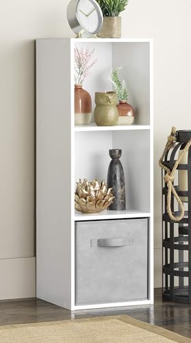Whitmor 3 Cube Storage Organizer, 3 Tier Stackable MDF Wood Bookcase, Open Storage Display Bookshelf, Storage Cabinet for Living Room, Bedroom, Home, Office, 12.2" L x 11.7" W x 35.6" H, White - color: White, size: 3 Cube, 12.7"L x 11.7"W x 35.5"H