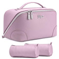 BOYATU Travel Makeup Bag Cosmetic Bags for Women: 3 Pcs Set Large Capacity Make up Bag with Handle - Waterproof Vegan Leather Toiletry Bags Travel Essentials with Compartments(C-4-Purple) - color: C-4-Purple