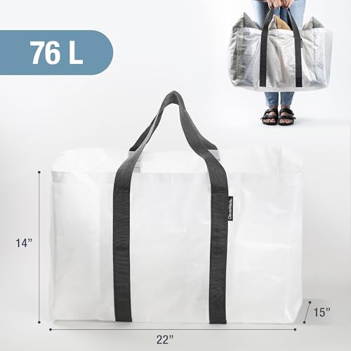 CleverMade Frakta Basket Reusable Grocery Tote - 76L - Pack of 2 - Transparent - Collapsible Storage Shopping Organizer - Heavy Duty Utility Bag Home - color: Transparent, size: 76L