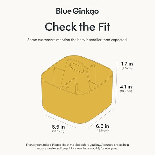 BLUE GINKGO Small Stackable Organizer Caddy – Korean-Made Portable Tote for Bathroom, Office, Crafts, or School Supplies (Square, Yellow) - color: YELLOW, size: Square