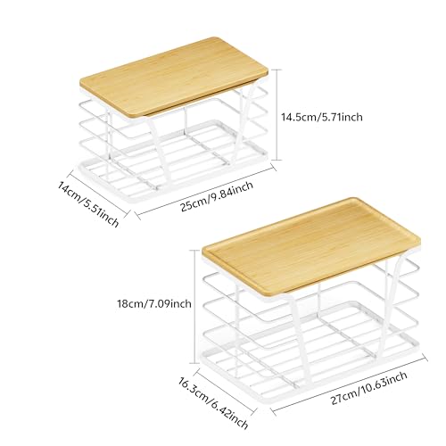 TIDIIABODE 2 Pack Stackable Laundry Room Organization and Storage, Laundry Room Decor and Accessories, Trash Bag Holder with Bamboo Top and Garbage Bag Dispenser, White - color: 2-Pack-L&S-White