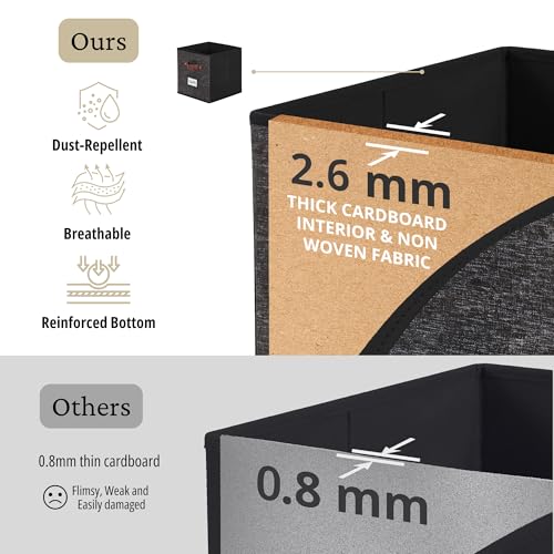 DECOMOMO Storage Bins, Cube Storage Bin with Labels, Fabric Storage Cubes for Shelves (10.5" x 11" / 6pcs, Black Pattern) - color: Black Pattern, size: Cube 11" / 6pcs