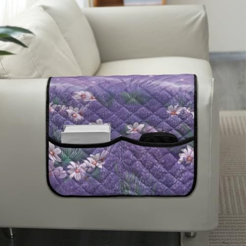 Lavender Daisy Glitter Print Arm Rest Cover for Sofa Dustproof Arm Covers for Recliner, Chair Anti-Scratch Couch Arm Cover for Pet Dog Cats Easy to Install - color: Lavender Daisy Glitter
