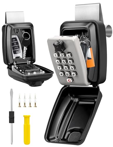 Car Window Lock Box for Turo, Portable Car Key Lock Box, Punch Button Combination Key Safe Box, Sturdy Waterproof Large Capacity Security Lockbox fit for Ride Share, Turo, GetAround ﻿ - color: C-Grey