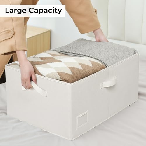 GRANNY SAYS Fabric Storage Bins with Lids, Decorative Storage Boxes, Closet Basket for Shelves, Extra Large Storage Bins for Clothes, Toy Storage Chest, Ivory, 2-Pack - color: Ivory, size: Extra Large - 2 Pack