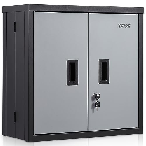 VEVOR Foldable Wall Cabinet, Metal Garage Locker Mounted 26" Small Tool Chest 240 LBS Loading Capacity Adjustable Shelf Magnetic Door File for Warehouse Office Home Black - style: Foldable 26"