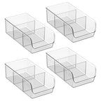 iDesign Stackable 3-Section Divided Storage Bin for Pantry, Fridge, or Cabinet - Set of 4 - Clear - style: Pack of 4